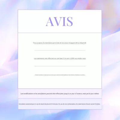 Avis sur réservation pour des ongles soignés et violet clair