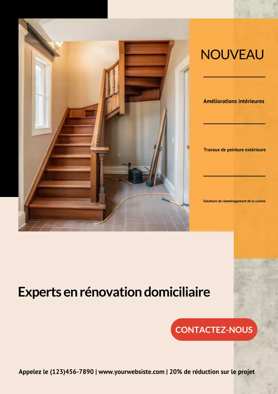 Affiche de promotion de rénovation de maison moderne beige