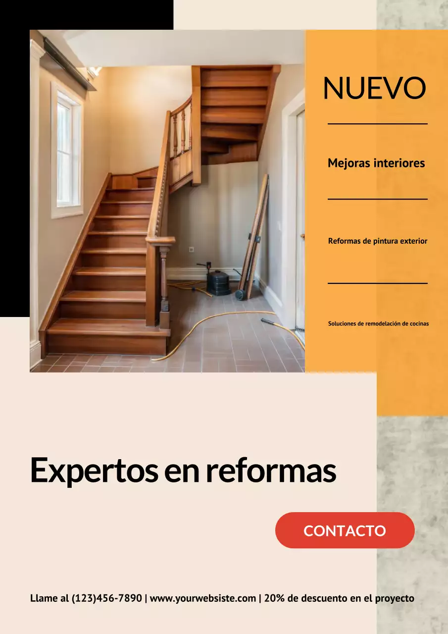 Póster promocional de renovación de vivienda moderna en beige