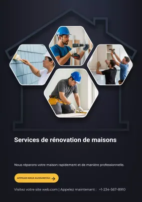Affiche promotionnelle pour la rénovation d'une maison moderne noire