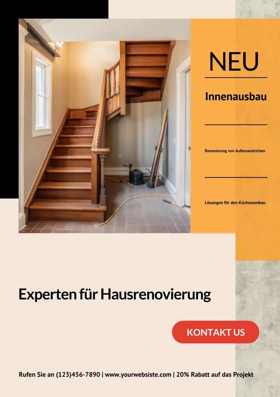 Beigefarbenes Werbeplakat für die moderne Hausrenovierung