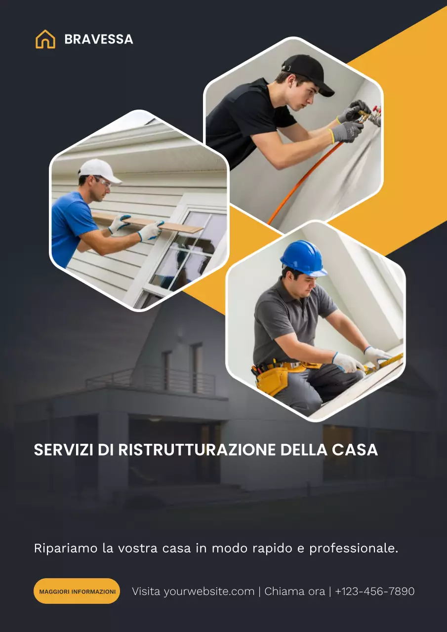 Poster promozionale per la ristrutturazione professionale di una casa moderna