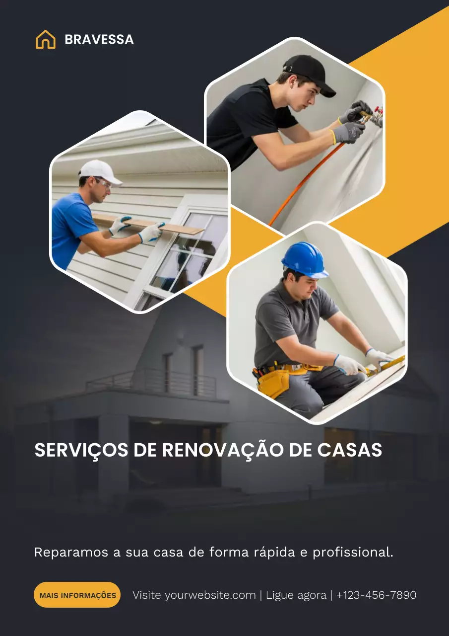 Cartaz promocional profissional de renovação de casa moderna