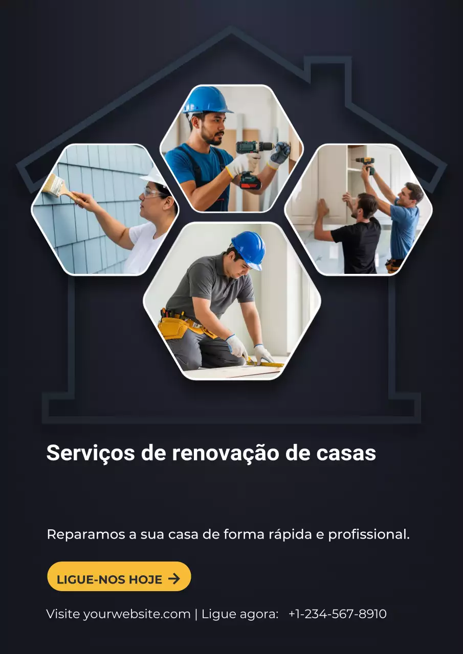 Cartaz promocional de renovação de casa moderna preta