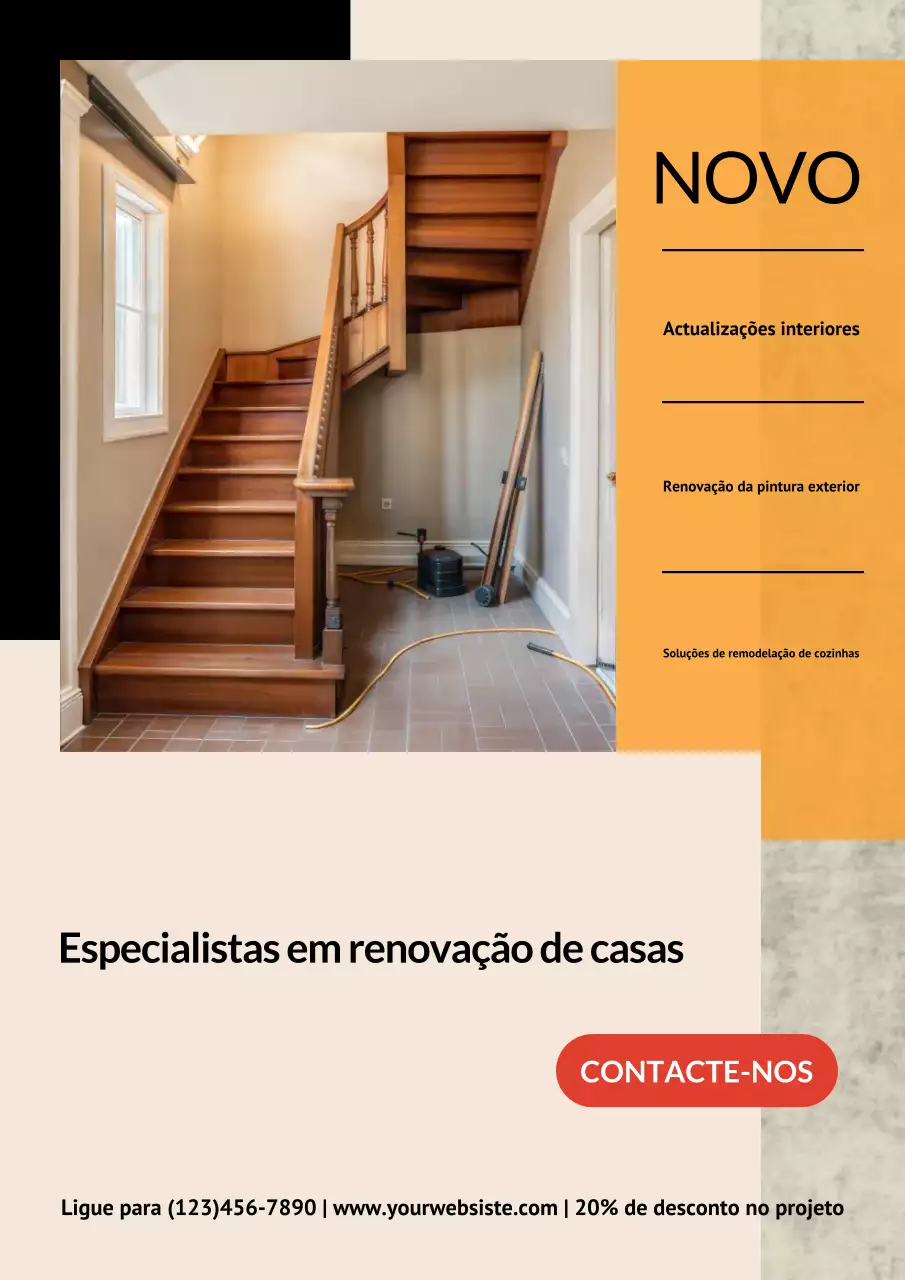 Cartaz promocional de renovação de casa moderna bege
