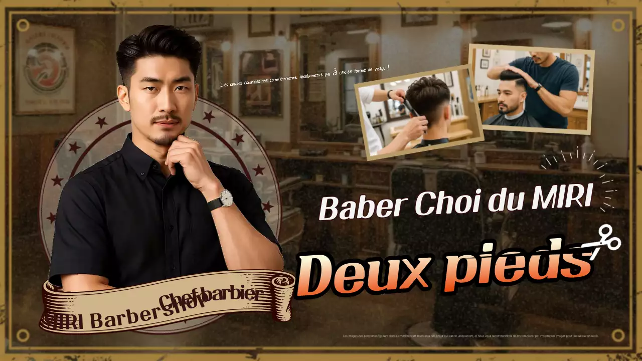 Publicité vintage marron pour un salon de coiffure