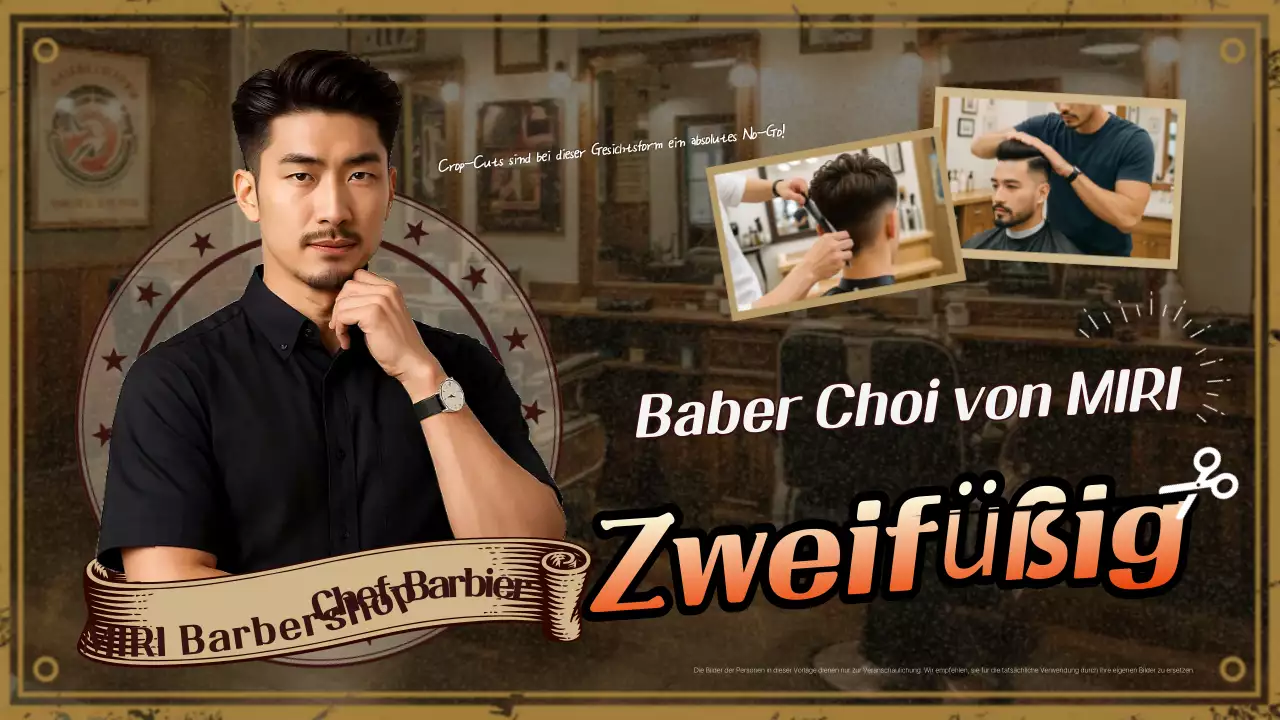 Braune Vintage Barbershop-Werbung