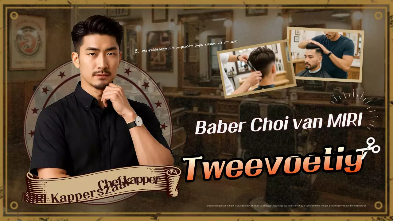 Bruine vintage kapperszaak advertentie