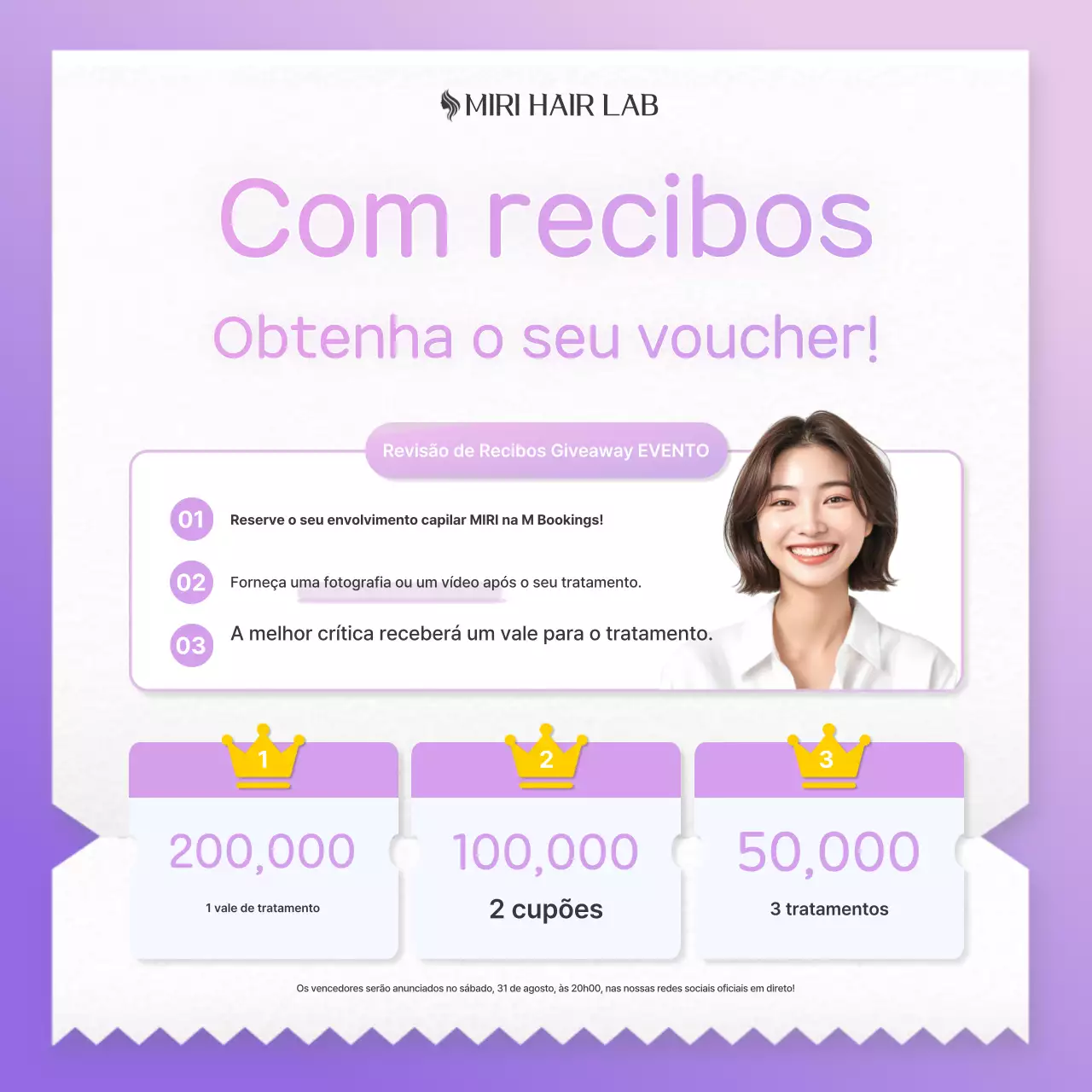 Promoção de um evento de salão de beleza estiloso em lavanda