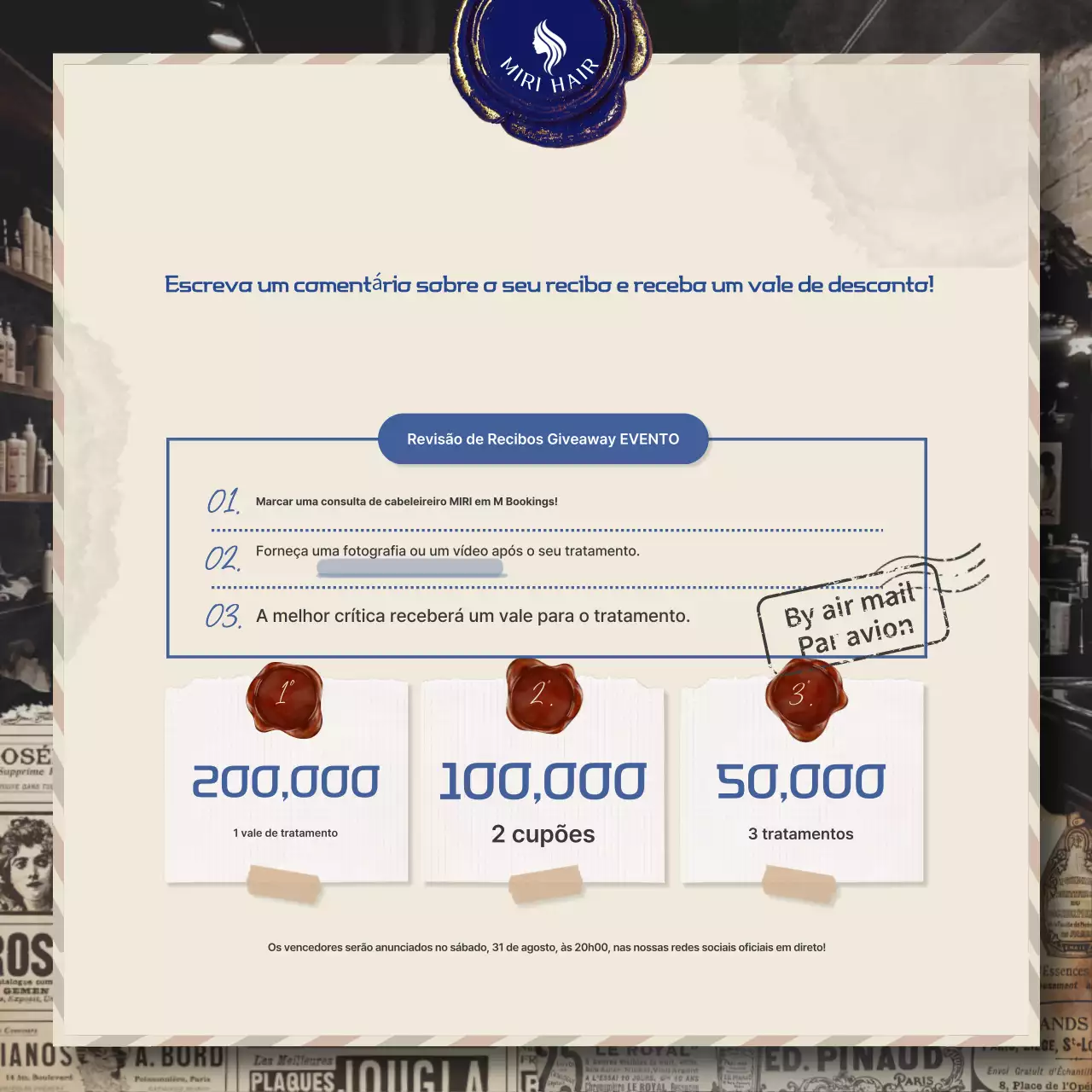 Revisão de recibo de salão de cabeleireiro retrô bege, anúncio de evento e promoção