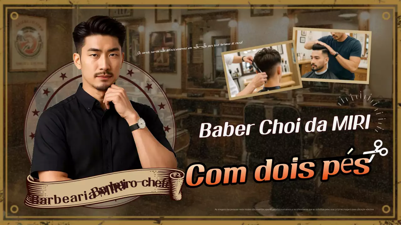Propaganda de barbearia vintage marrom