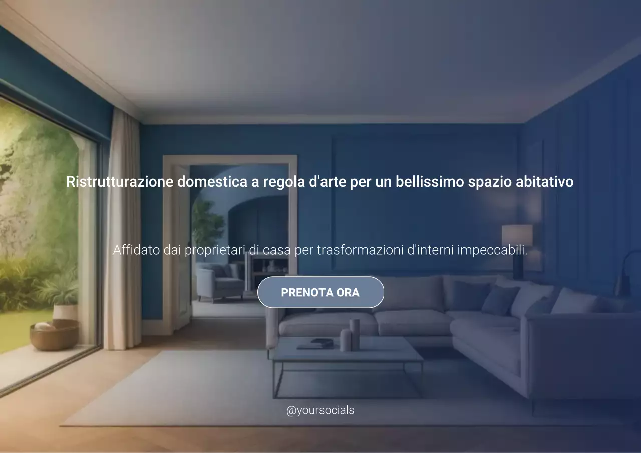 Manifesto pubblicitario per la ristrutturazione di una casa moderna blu