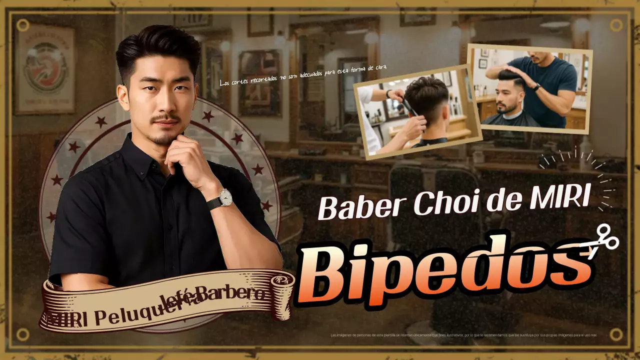 Anuncio vintage de barbería marrón