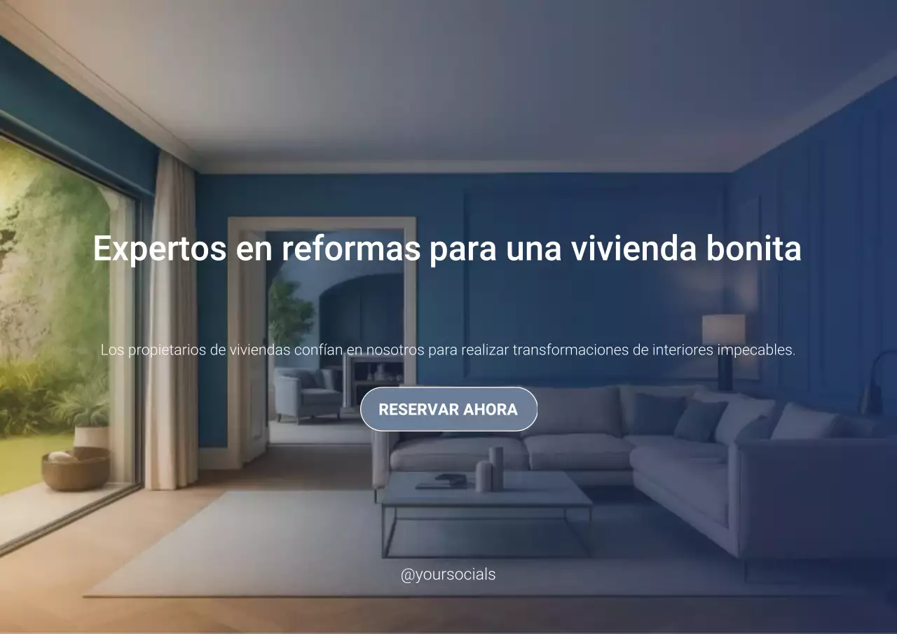 Cartel publicitario de renovación de vivienda moderna en azul