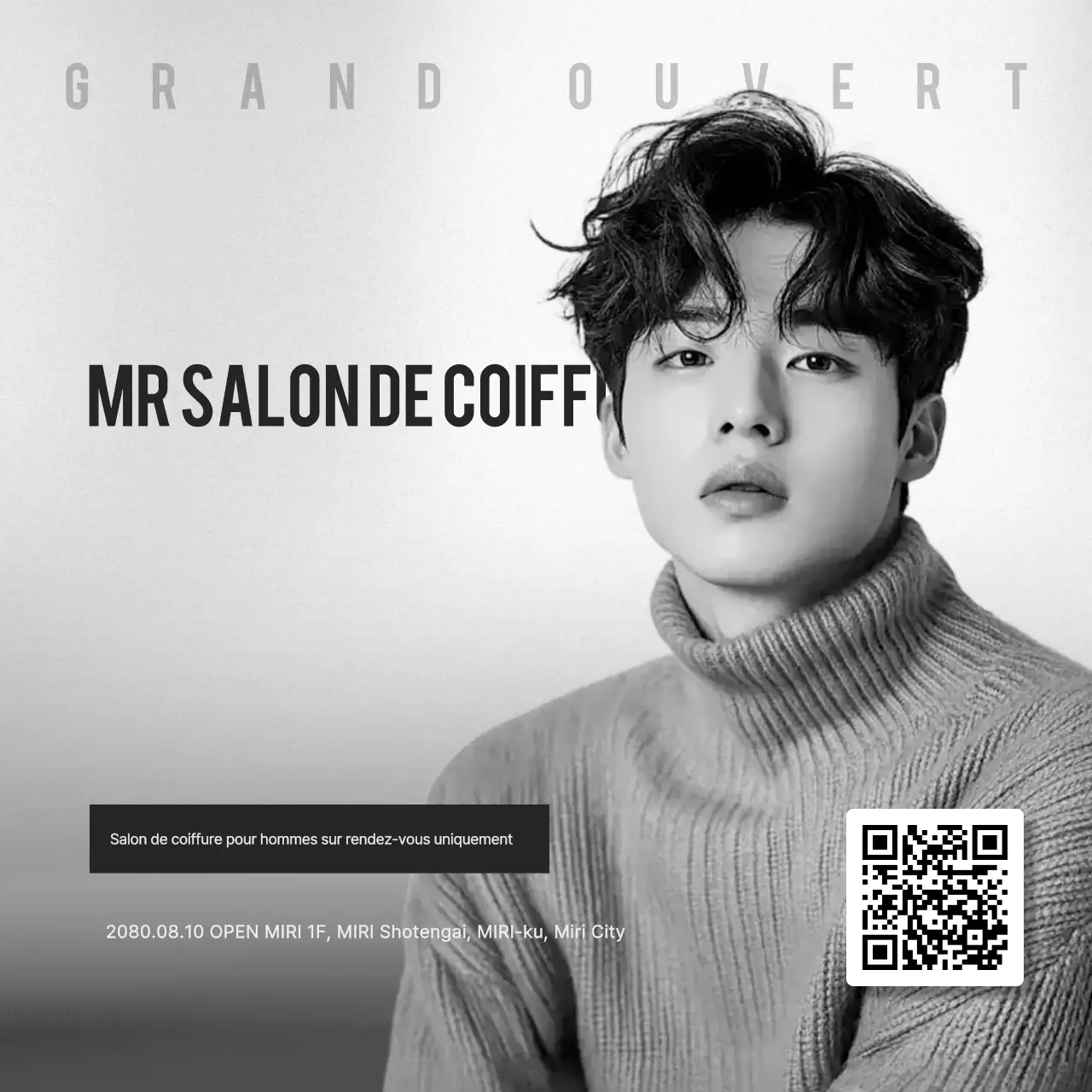 Ouverture d'un salon de coiffure moderne noir et blanc