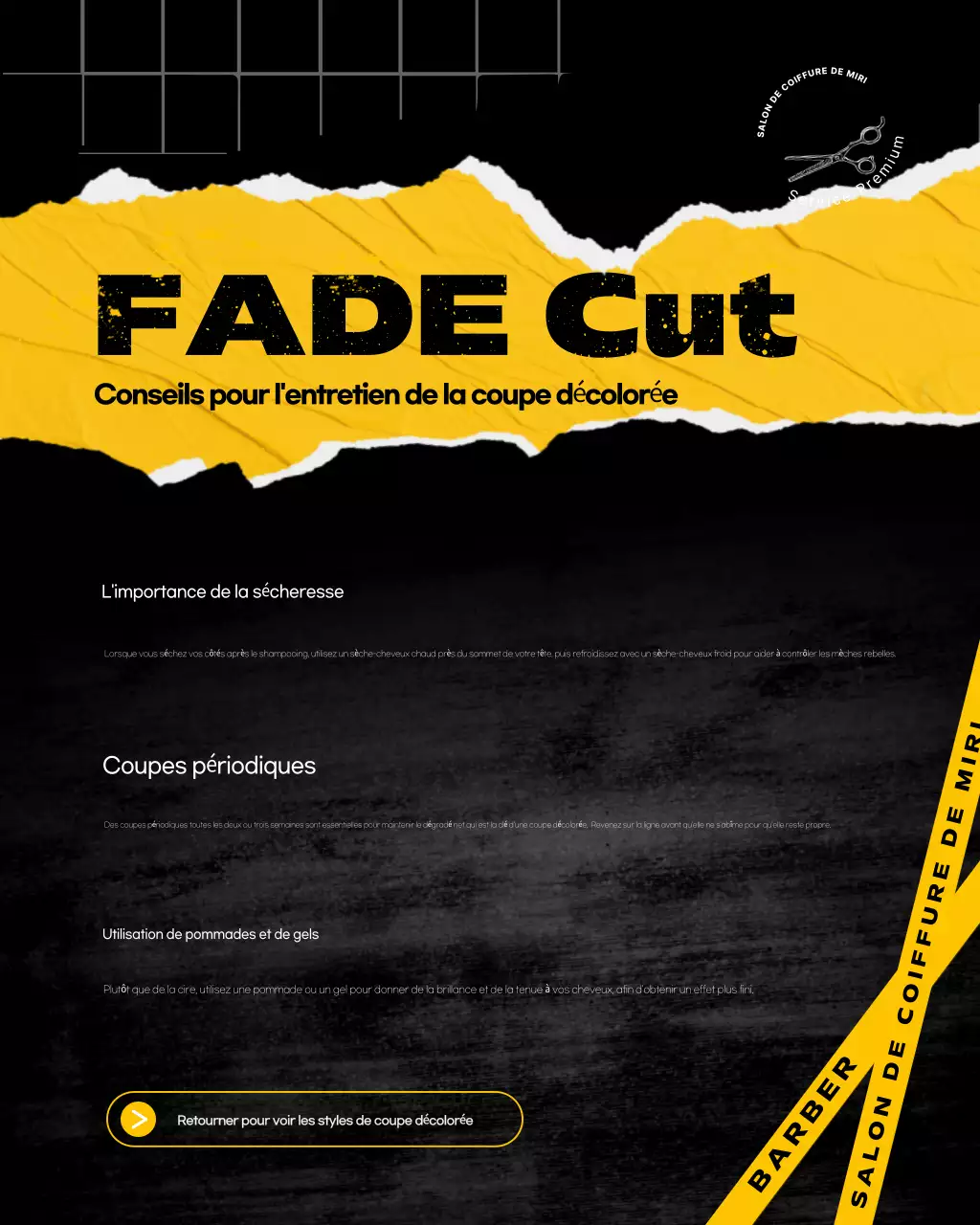 Promotion du salon de coiffure moderne jaune