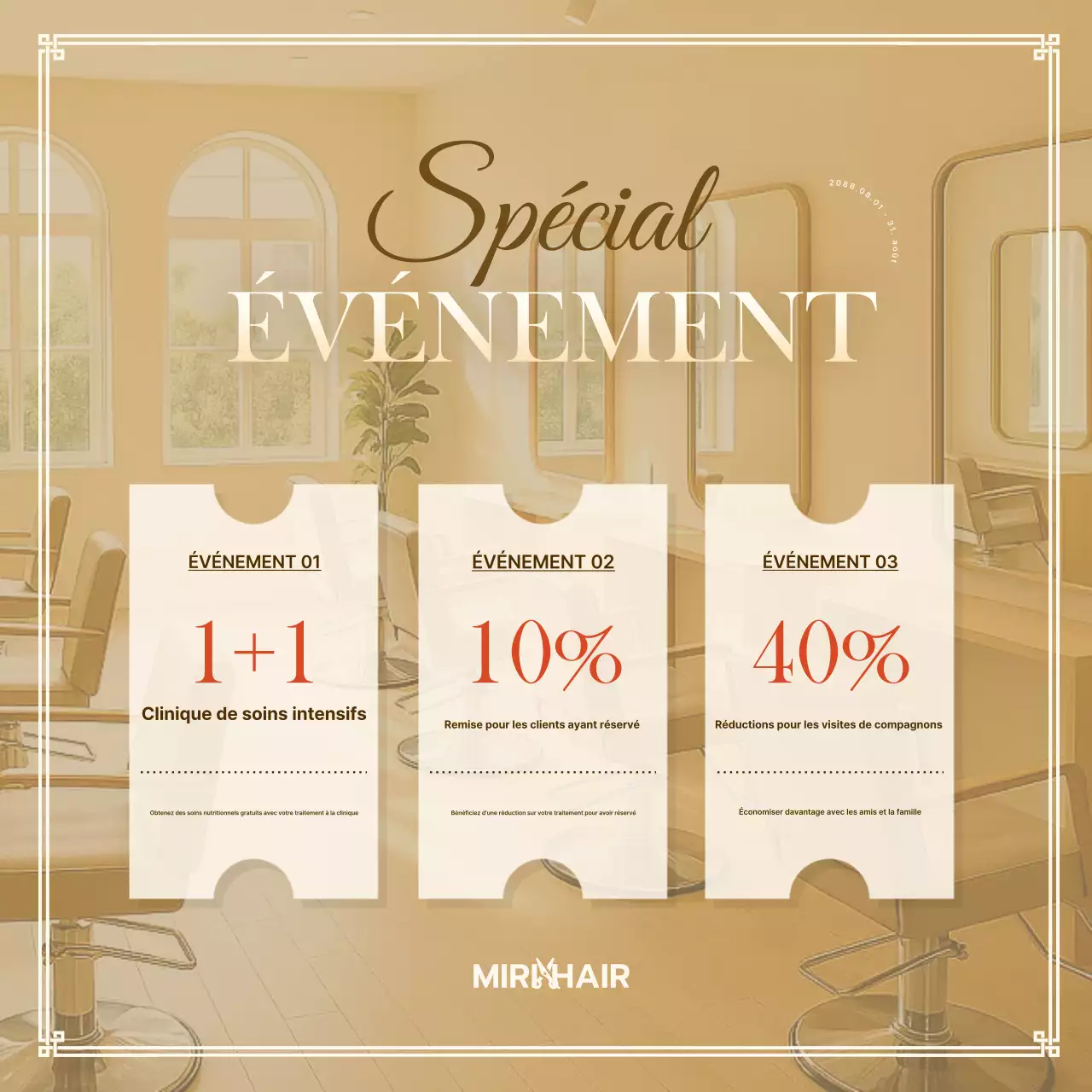 Salon de coiffure moderne beige à prix réduit