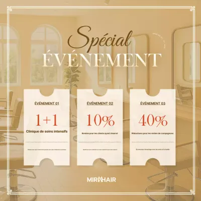 Salon de coiffure moderne beige à prix réduit