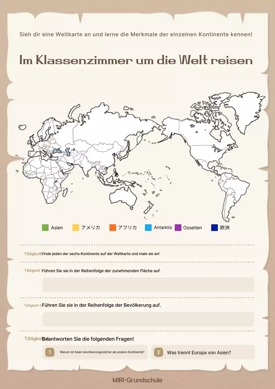 Beige Education Weltkarte Lehrmaterialien