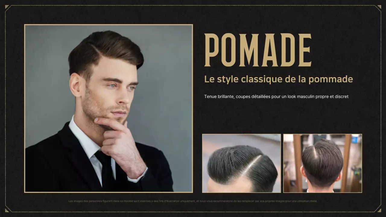 Publicité pour une coiffure noire vintage