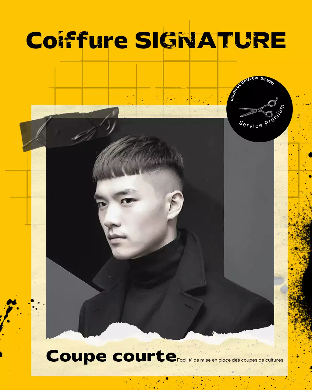 Promotion du salon de coiffure moderne jaune