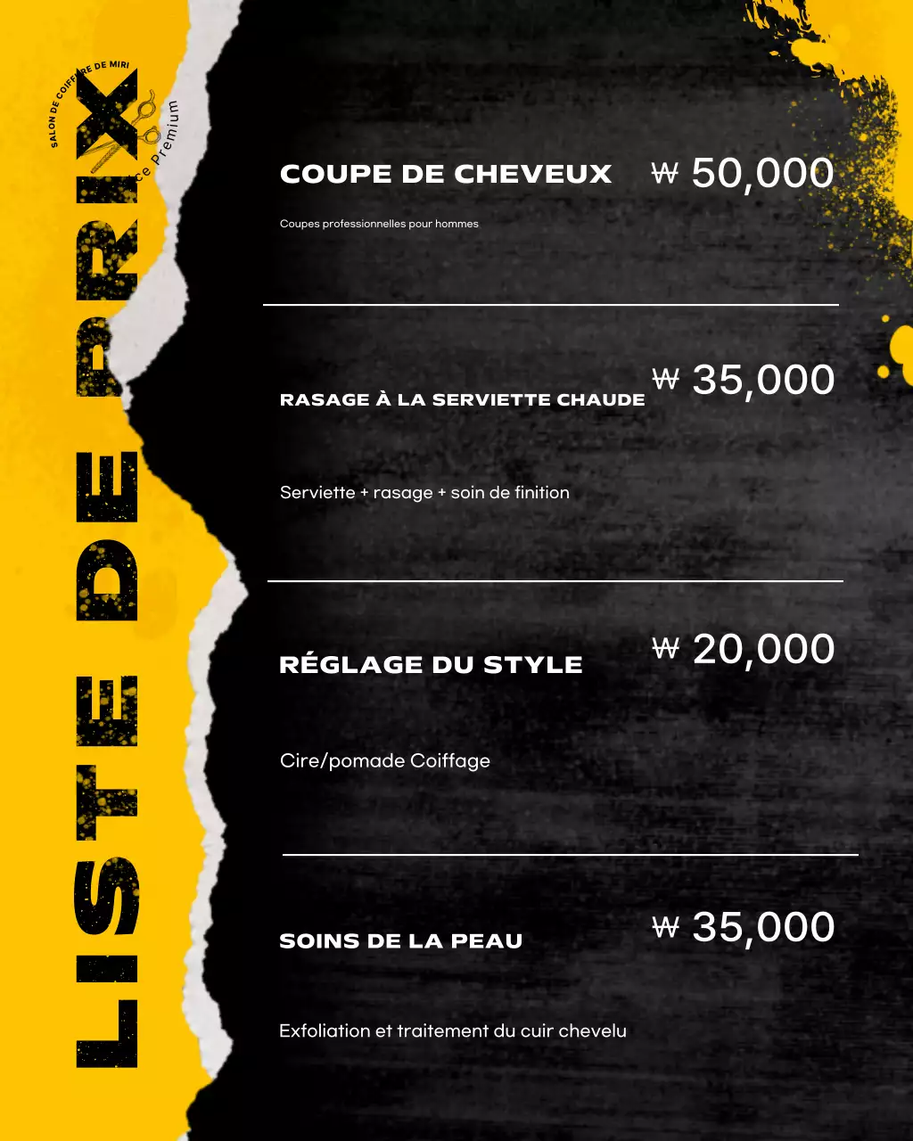 Promotion du salon de coiffure moderne jaune