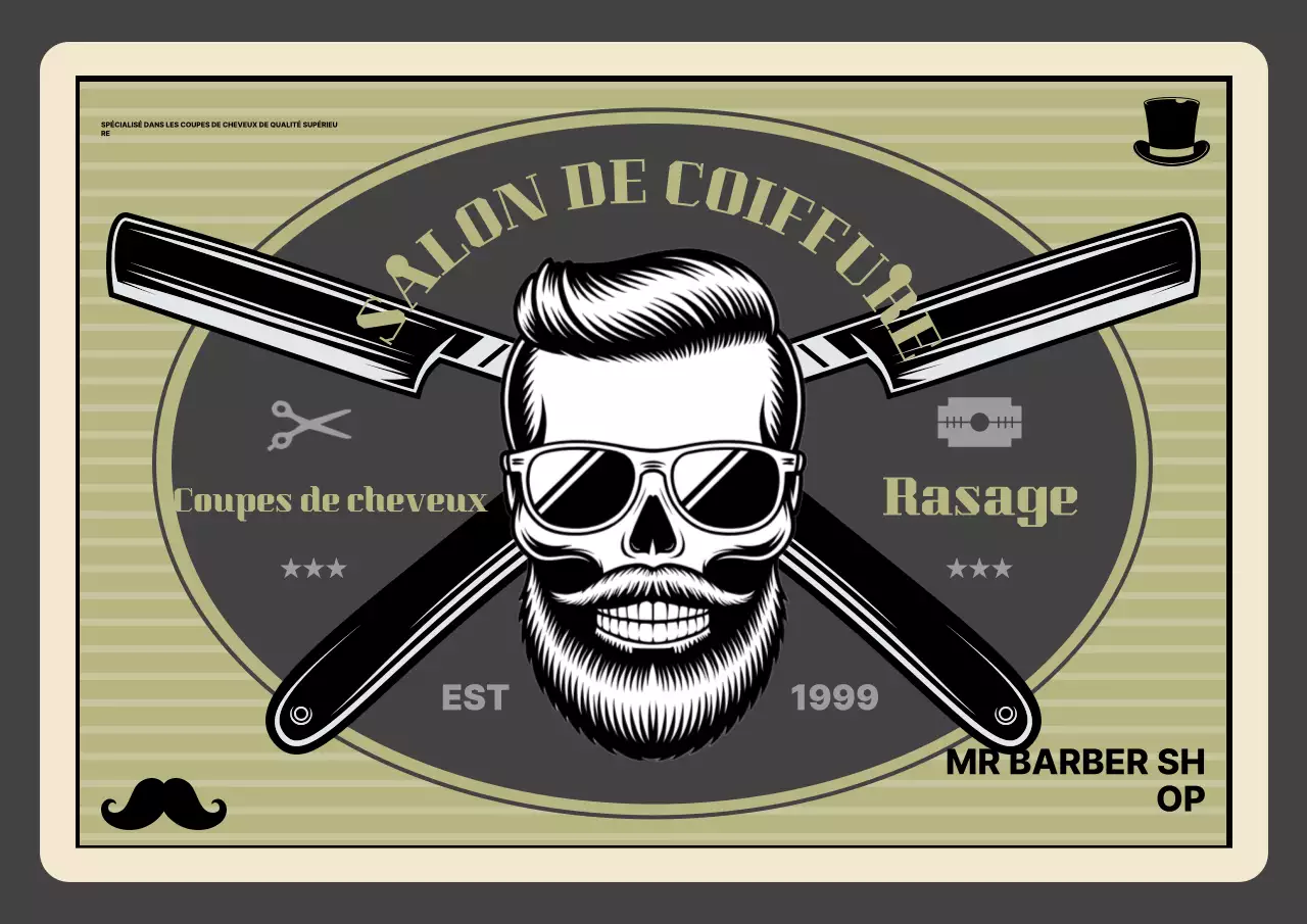 Publicité vintage beige pour un salon de coiffure