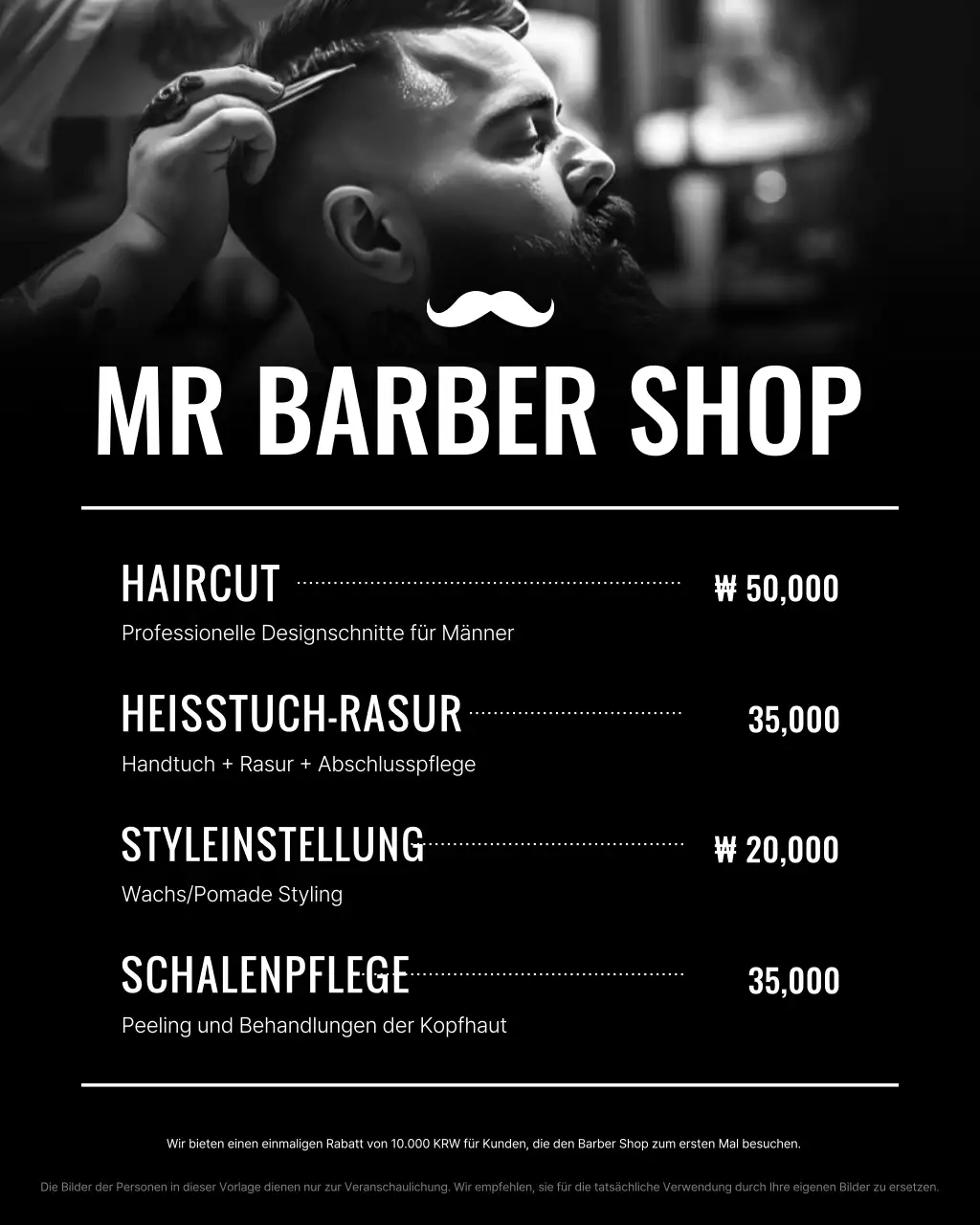 Schwarz-weiße Vintage-Barbershop-Werbung