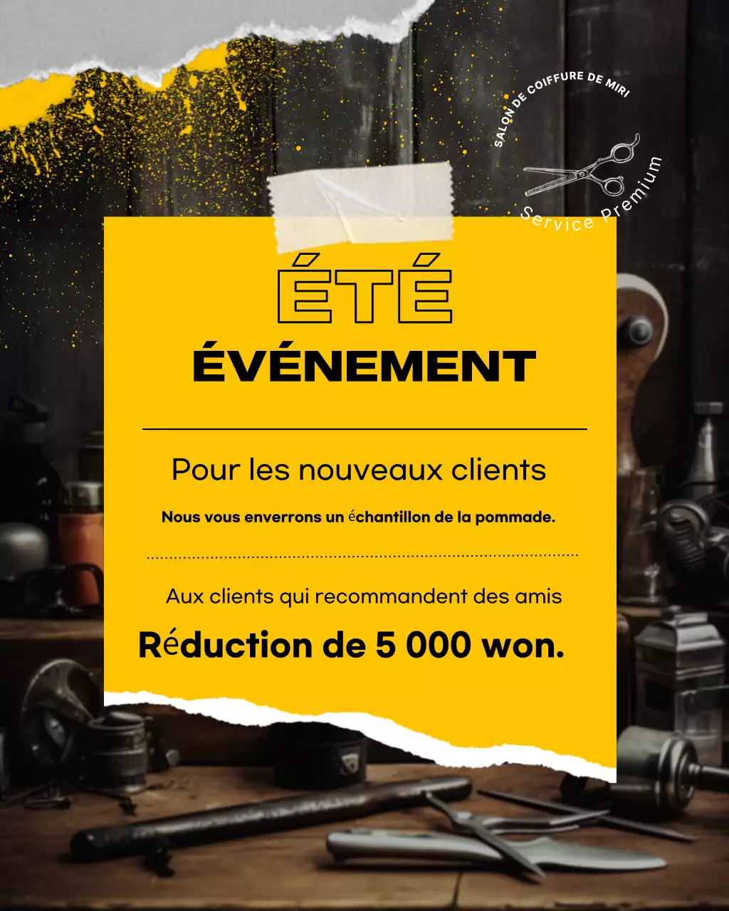 Promotion du salon de coiffure moderne jaune
