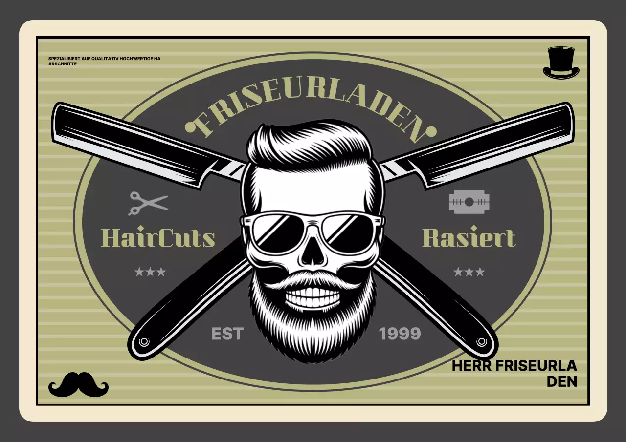 Beige Vintage Barbershop Werbung