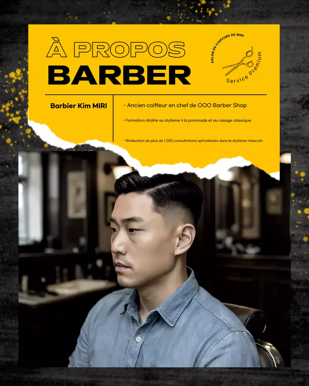 Promotion du salon de coiffure moderne jaune