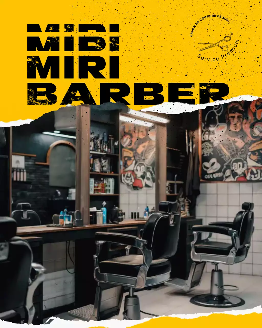 Promotion du salon de coiffure moderne jaune