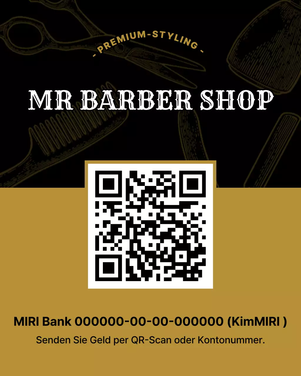 Schwarze moderne Barbershop-Werbung