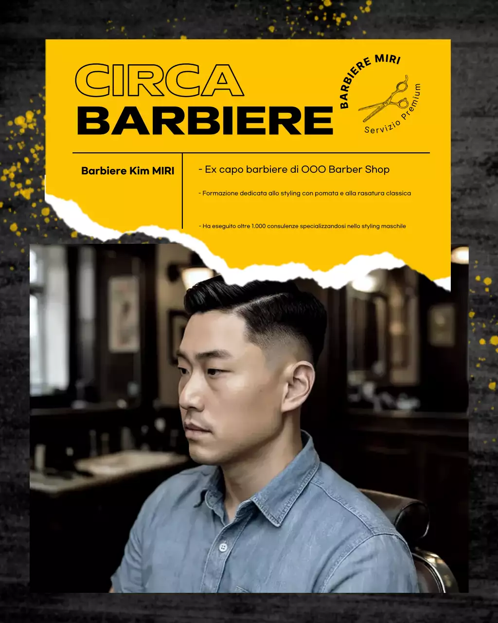 Promozione barbiere moderno giallo
