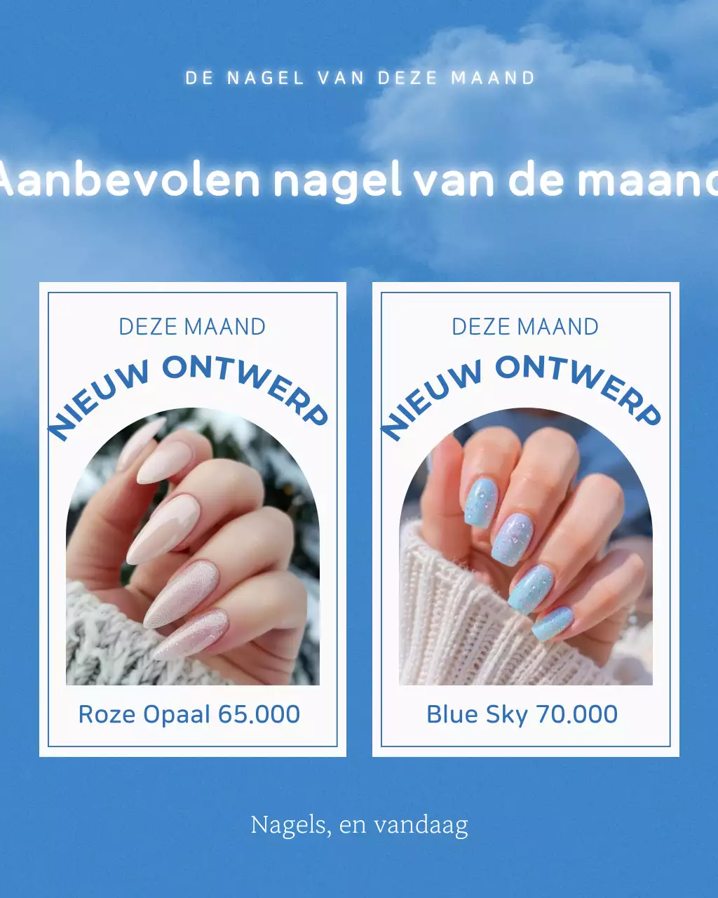 Blauwe moderne nagelpromotie