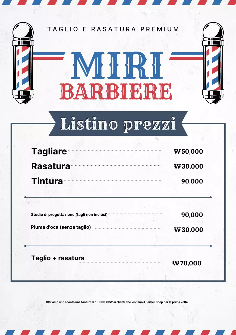 Listino prezzi Blue Vintage Barbershop