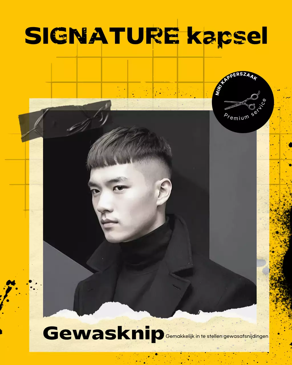 Gele moderne kapperszaak promotie