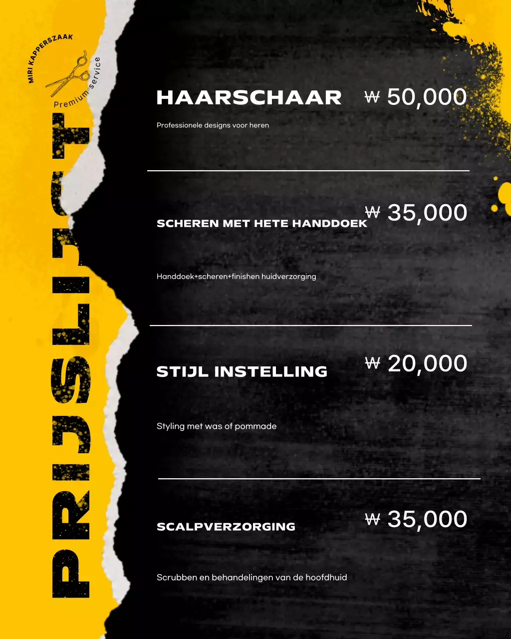 Gele moderne kapperszaak promotie