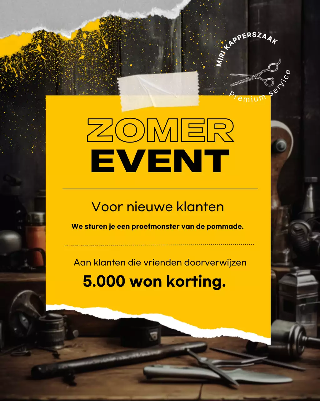 Gele moderne kapperszaak promotie