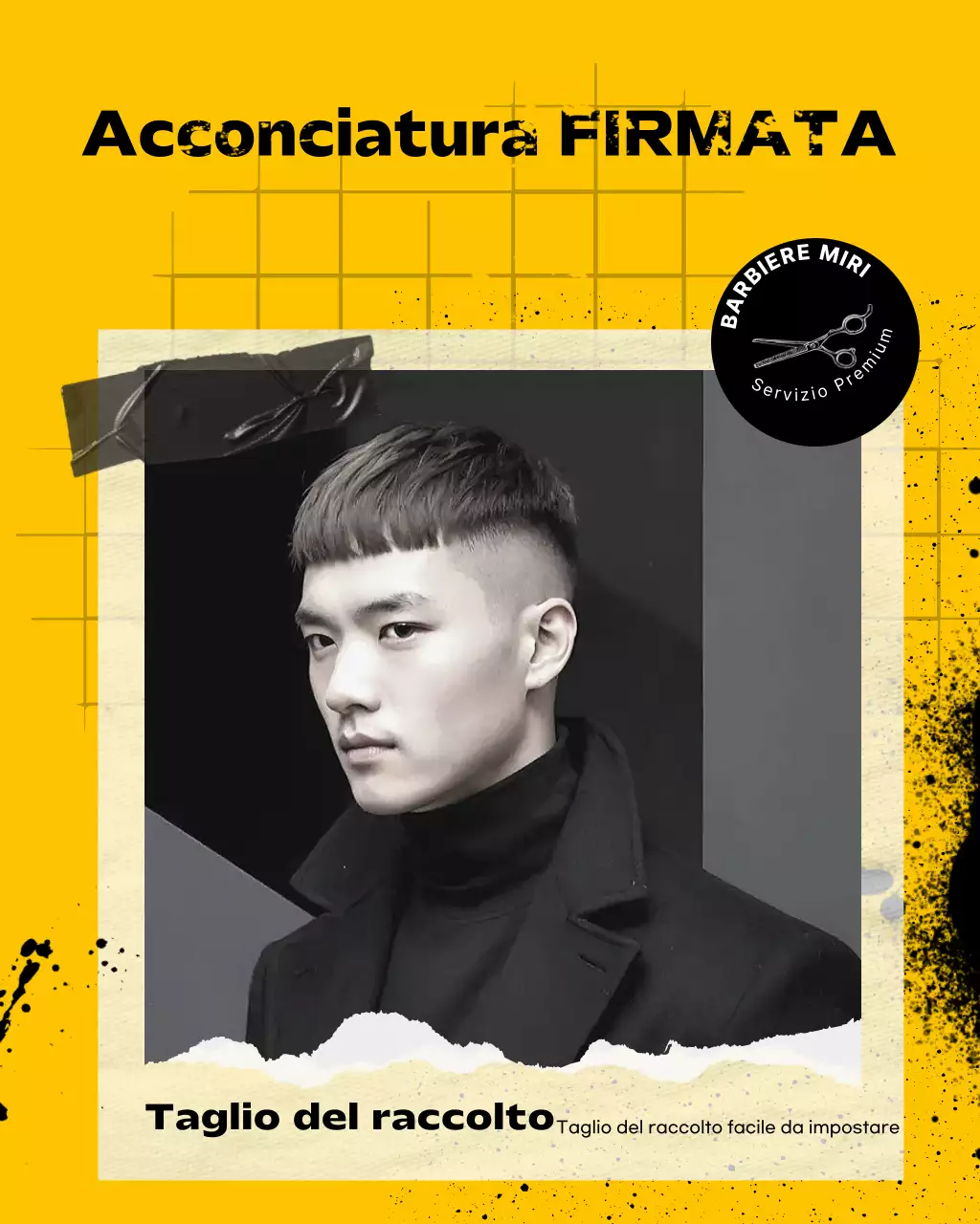 Promozione barbiere moderno giallo
