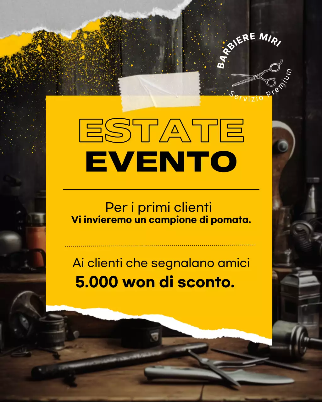 Promozione barbiere moderno giallo