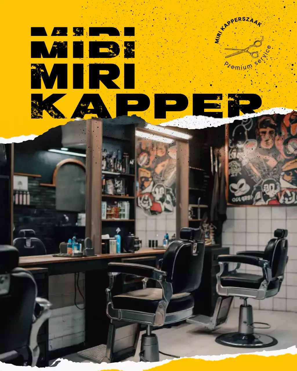 Gele moderne kapperszaak promotie