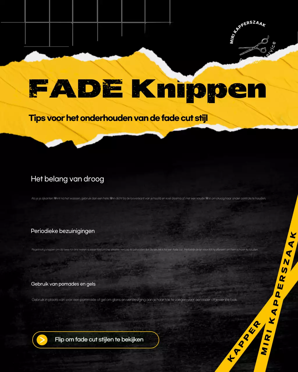 Gele moderne kapperszaak promotie