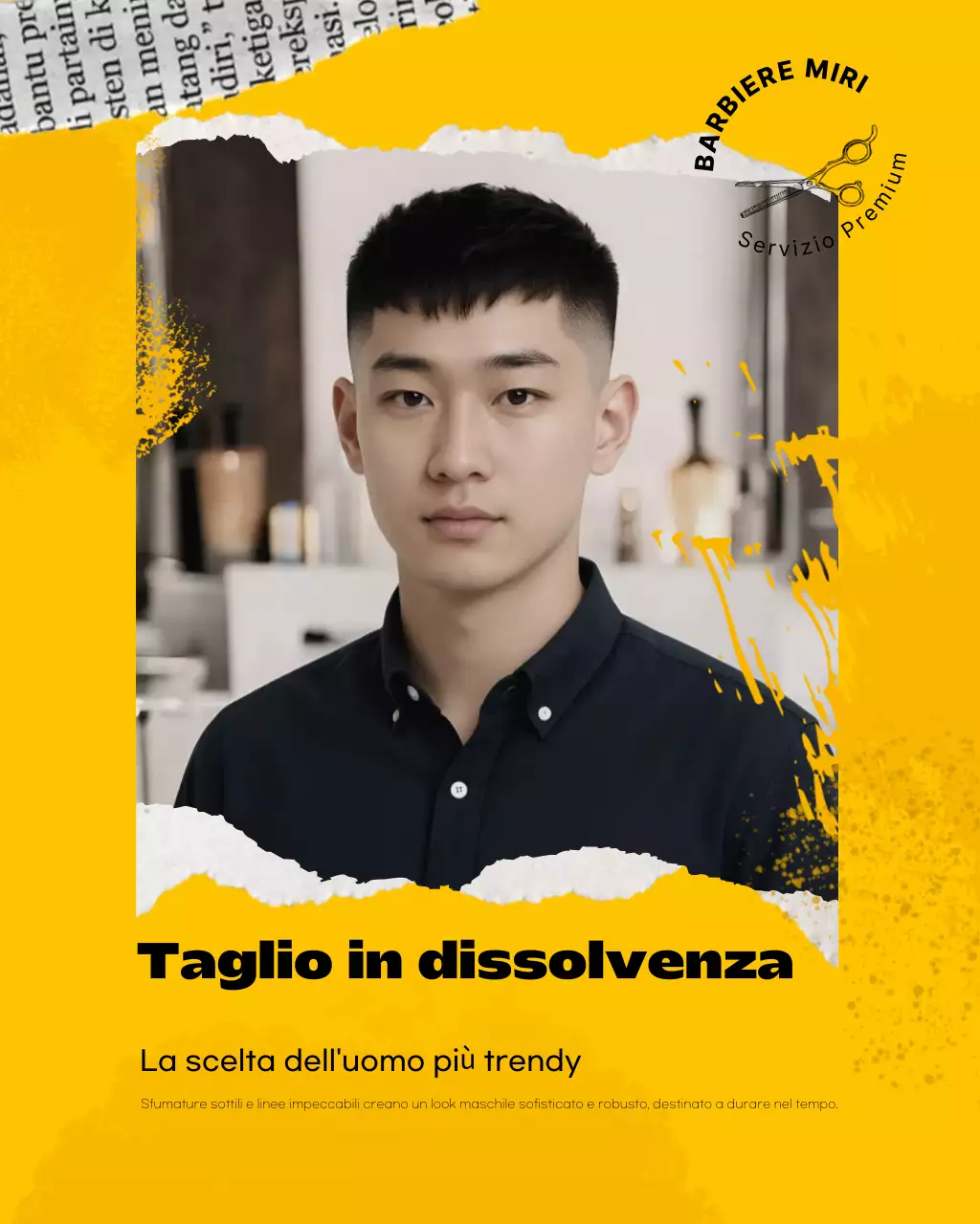 Promozione barbiere moderno giallo