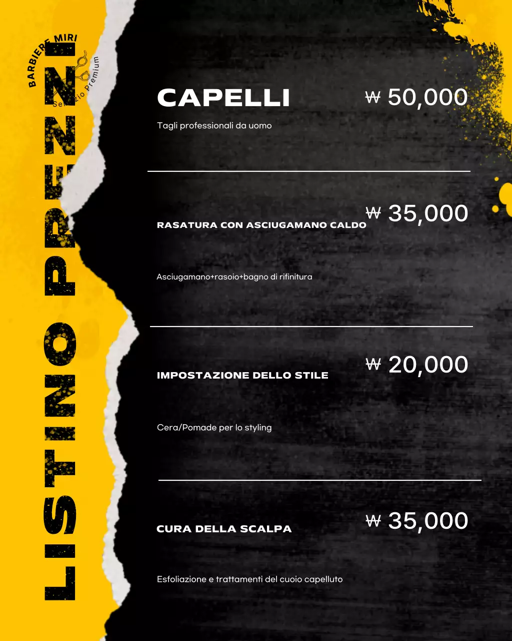 Promozione barbiere moderno giallo