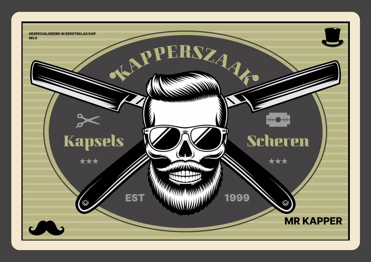 Beige vintage kapperszaakadvertentie