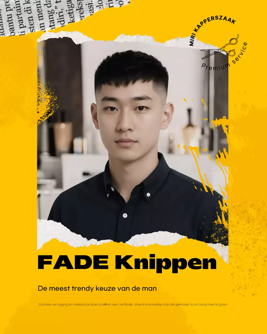 Gele moderne kapperszaak promotie