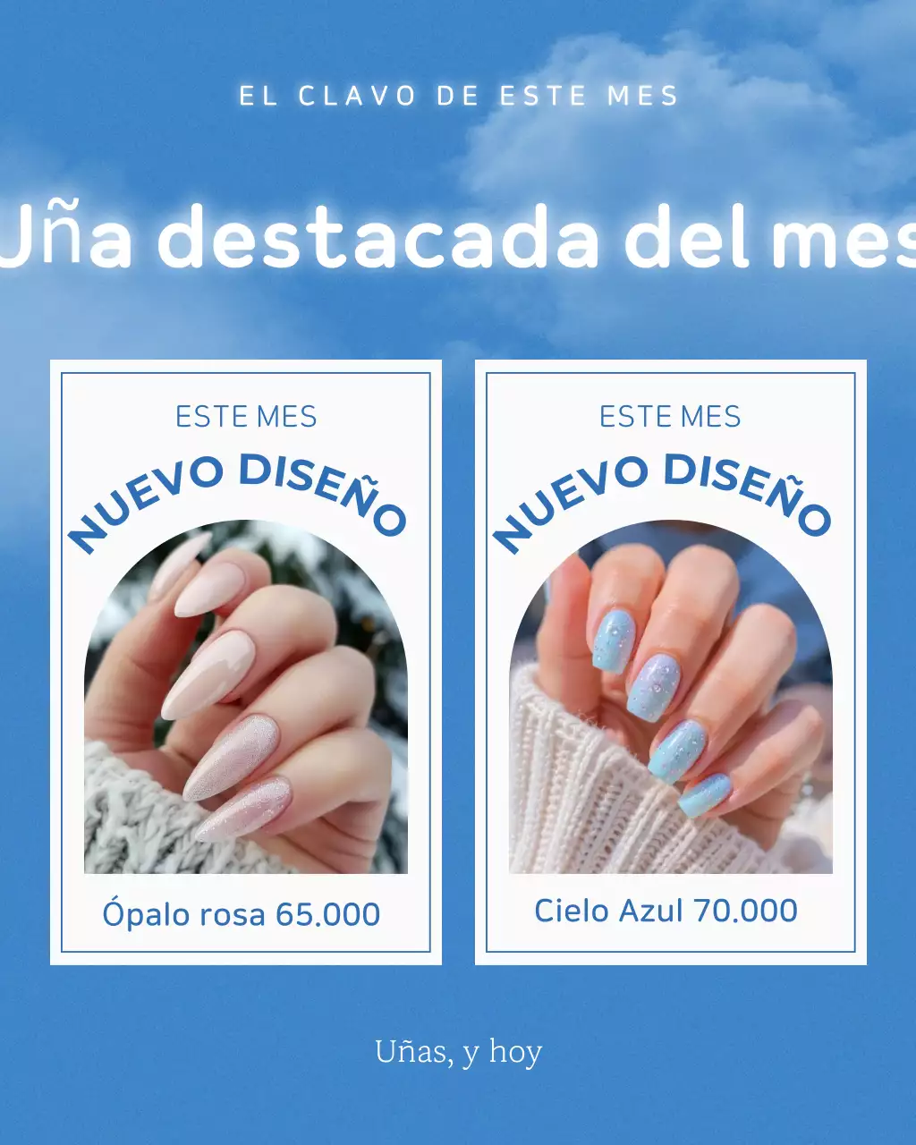 Promoción de uñas modernas azules