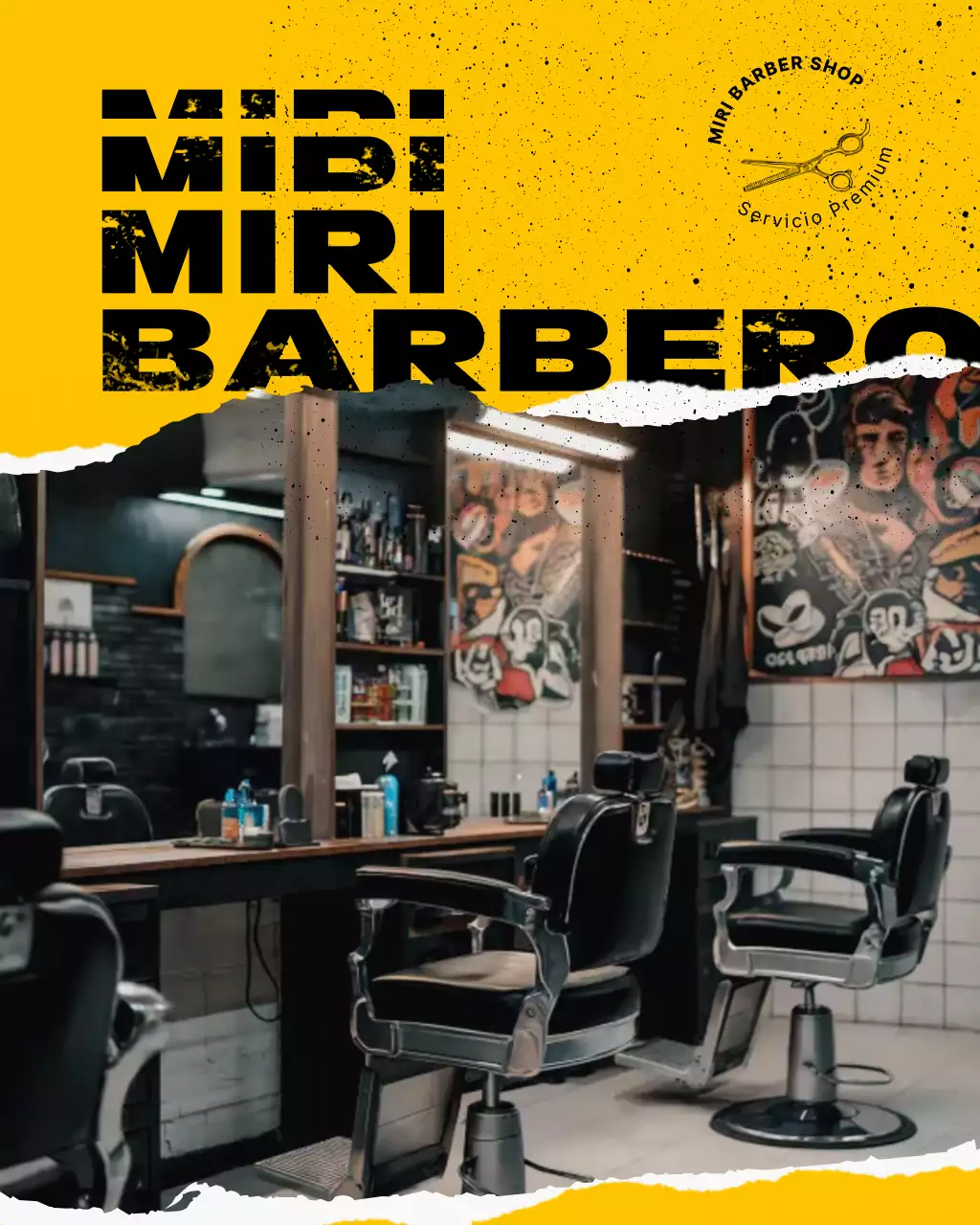 Promoción de barbería moderna amarilla