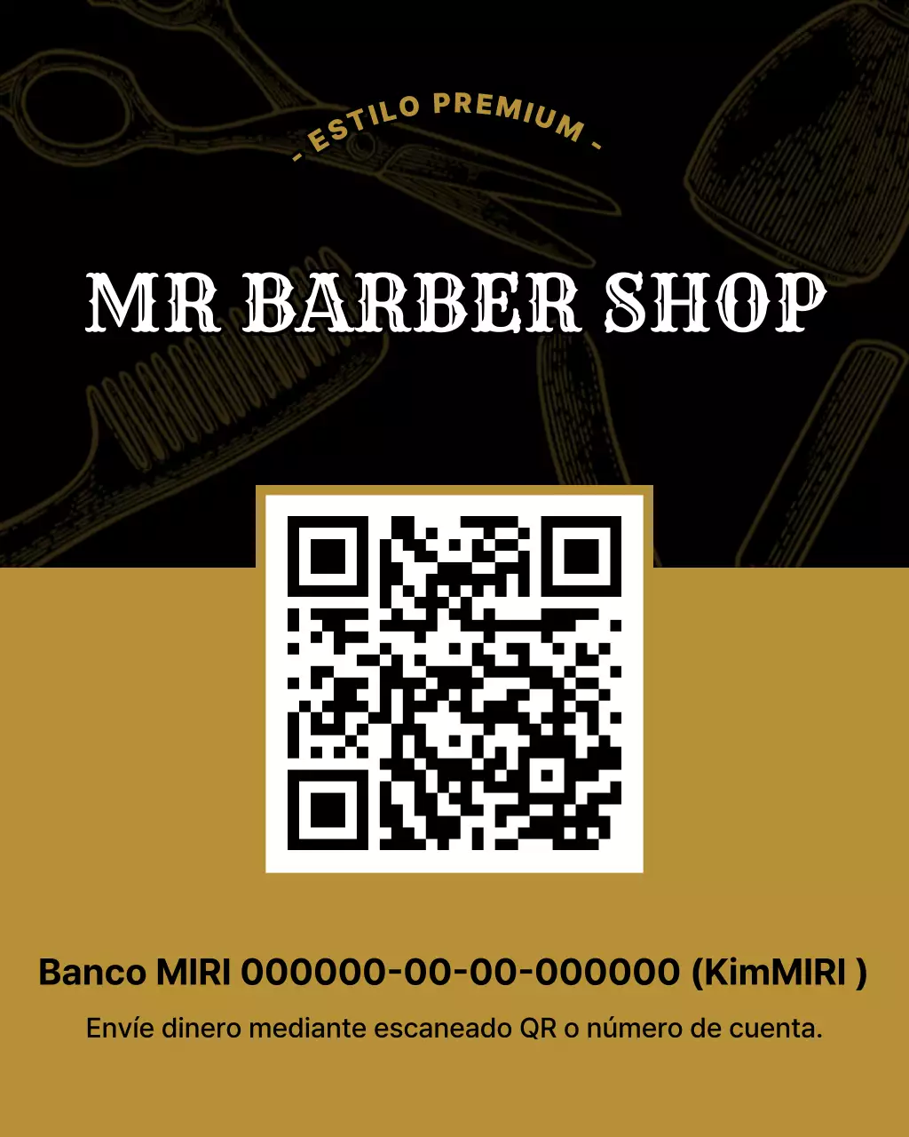 Anuncio de barbería moderna negra